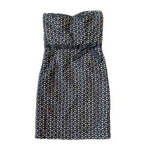 Spenser Jeremy A Line Dress 8 Black Overlay Eyelet Bow Cocktail Straps Missing